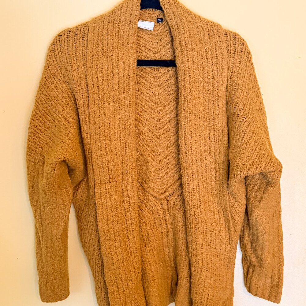 ANTHROPOLOGIE Sleeping on Snow Cardigan Open Sweater (S) Mustard Yellow/Gold